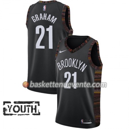 Maillot Basket Brooklyn Nets Treveon Graham 21 2018-19 Nike City Edition Noir Swingman - Enfant
